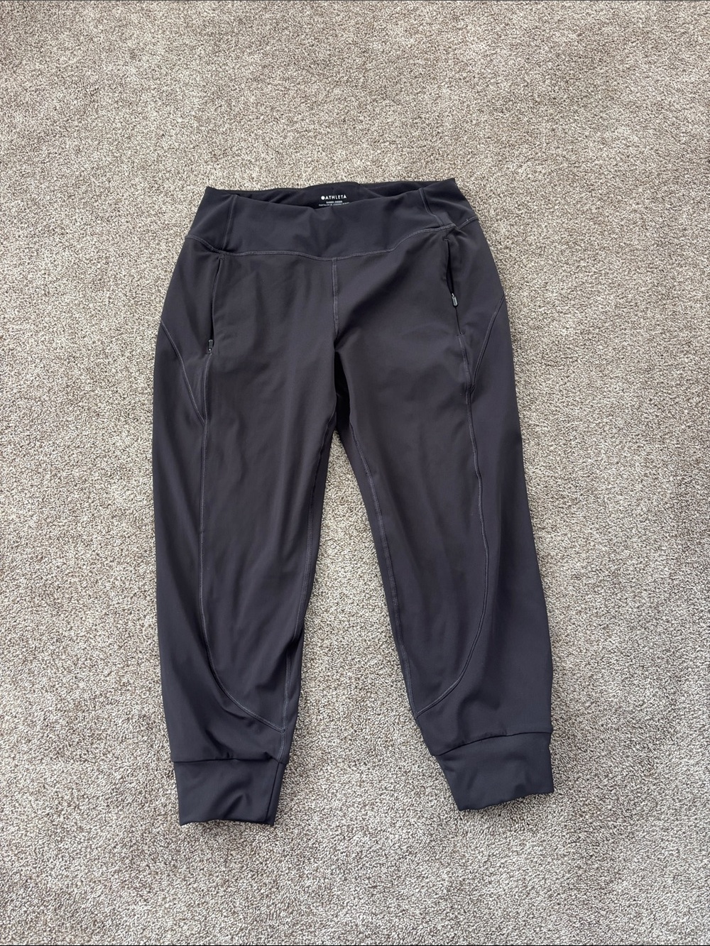 Athleta Black Performance Leggings with Zip Pockets Women’s